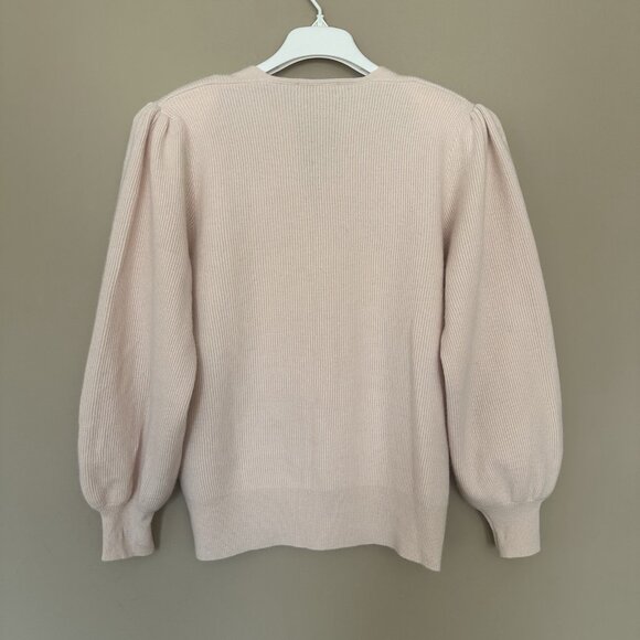 Vintage Pastel Pink Angora Lambswool Cardigan Sweater Women M Balloon Sleeve - Picture 5 of 7